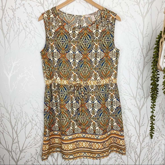 FOREVER-21 Southwest Medallion Print Mini Dress M - Picture 2 of 11